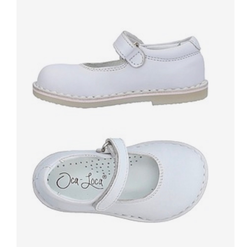 Oca Loca vial white leather Mary Janes shoes. Unworn with original box.
